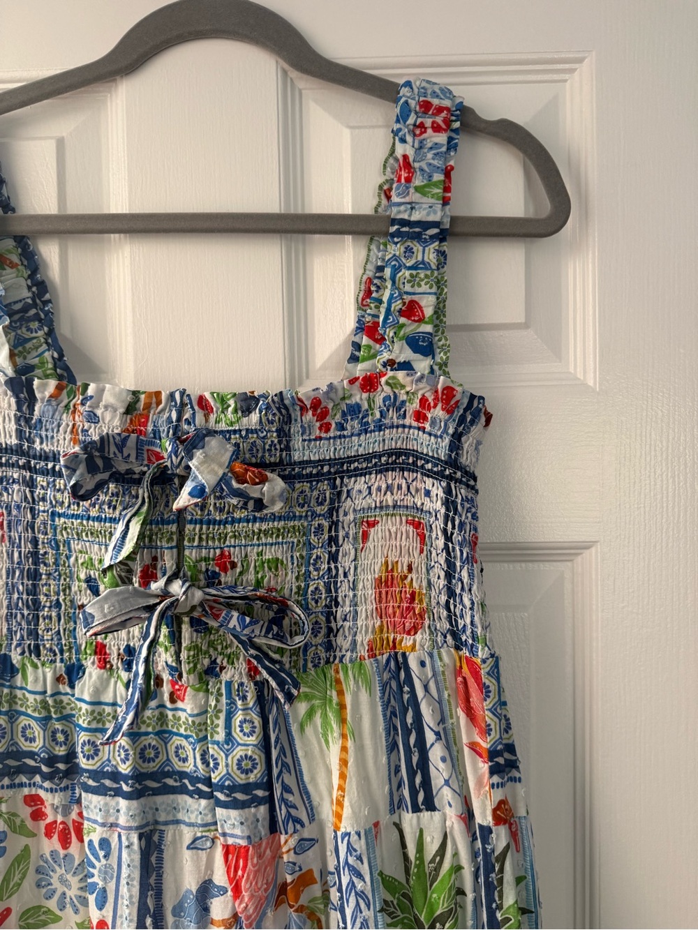 FARM Rio Blue White Floral Patchwork Maxi Dress - Picture 3 of 6